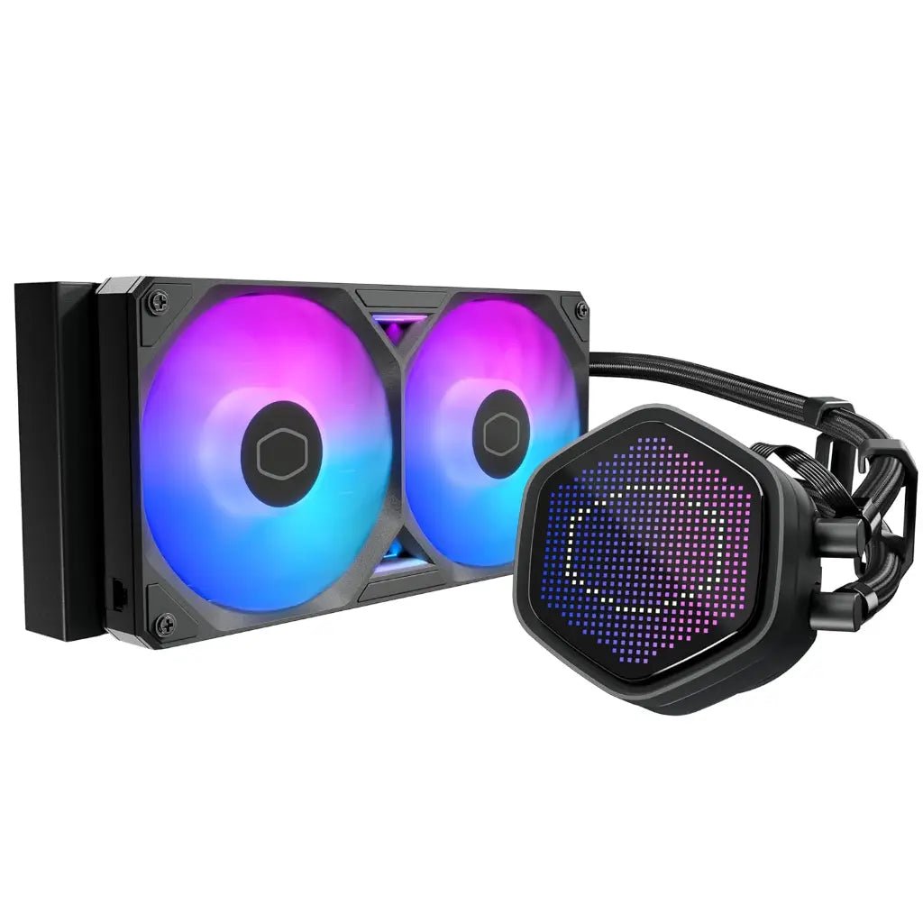 Cooler Master MasterLiquid Atmos II 240mm ARGB AIO Liquid CPU Cooler with Customizable Pixel LED Display - Black