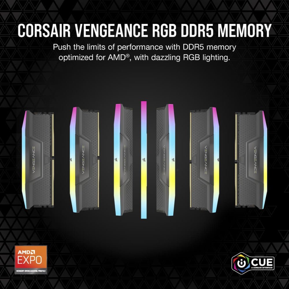 Corsair Vengeance 96GB (2x48GB) DDR5 6000MHz CL30 RGB Desktop Memory Kit