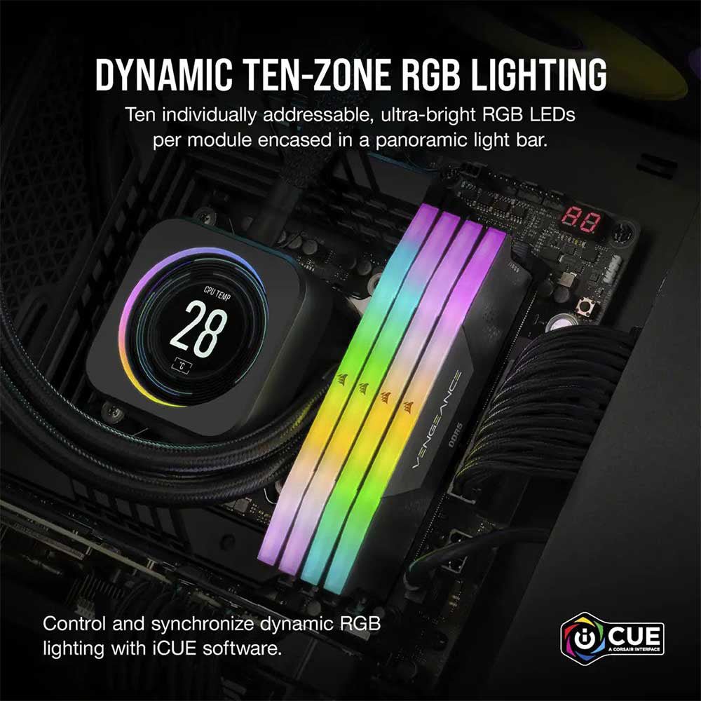 Corsair Vengeance 32GB (2x16GB) DDR5 6400MHz CL32 RGB Desktop Memory Kit - Optimized for High-Performance Gaming