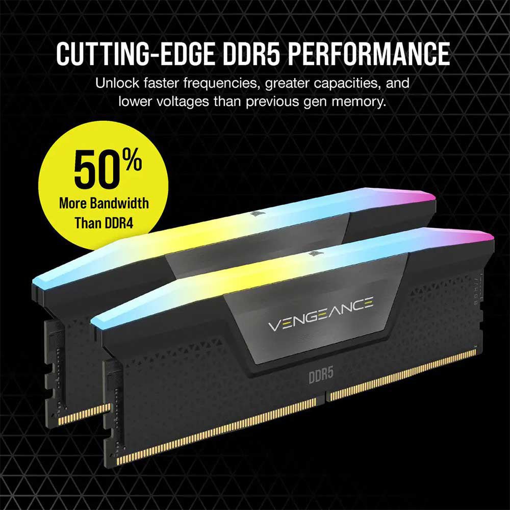 Corsair Vengeance 32GB (2x16GB) DDR5 6400MHz CL32 RGB Desktop Memory Kit - Optimized for High-Performance Gaming