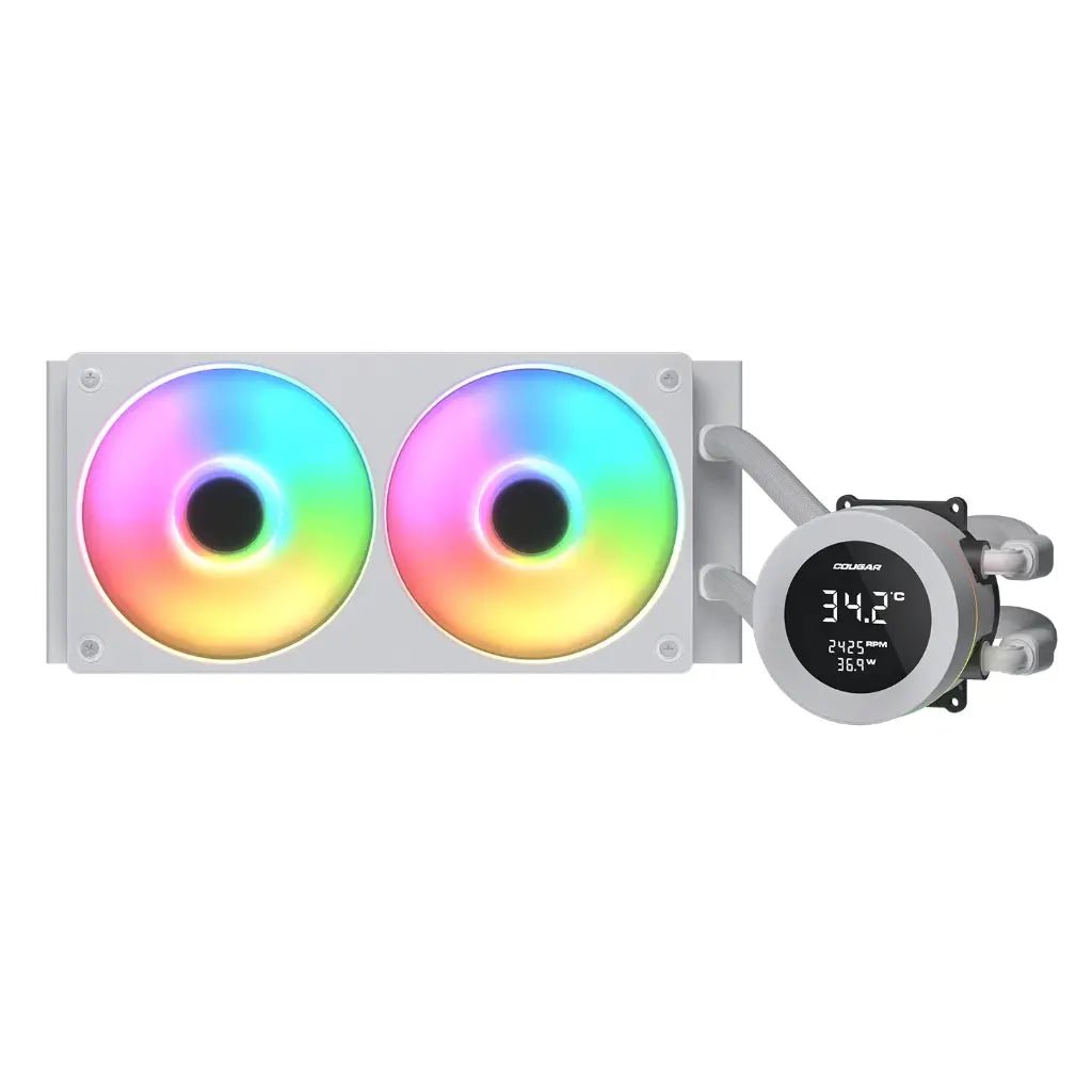 Cougar Poseidon Vistek 240mm ARGB All-in-One CPU Liquid Cooler with 1.9-Inch LCD Display - White Edition