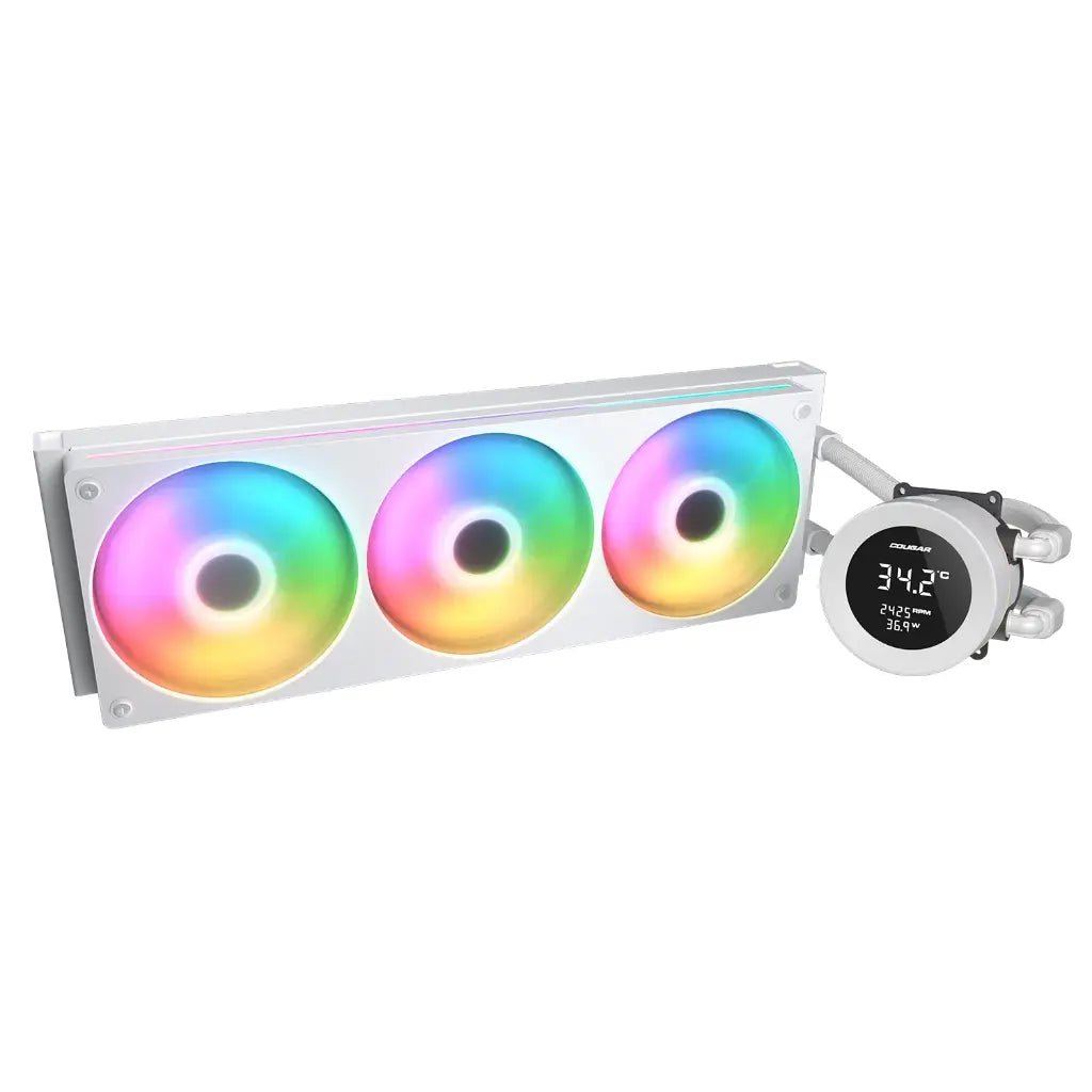 Cougar Poseidon Vistek 360mm ARGB AIO CPU Liquid Cooler with 1.9-inch Digital Display - White