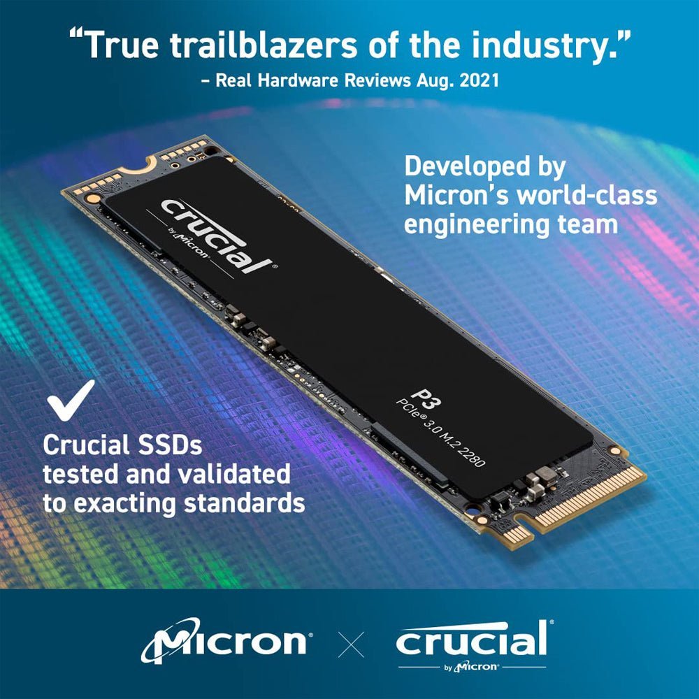 Crucial P3 500GB M.2 NVMe PCIe 3.0 Internal Solid State Drive (SSD)
