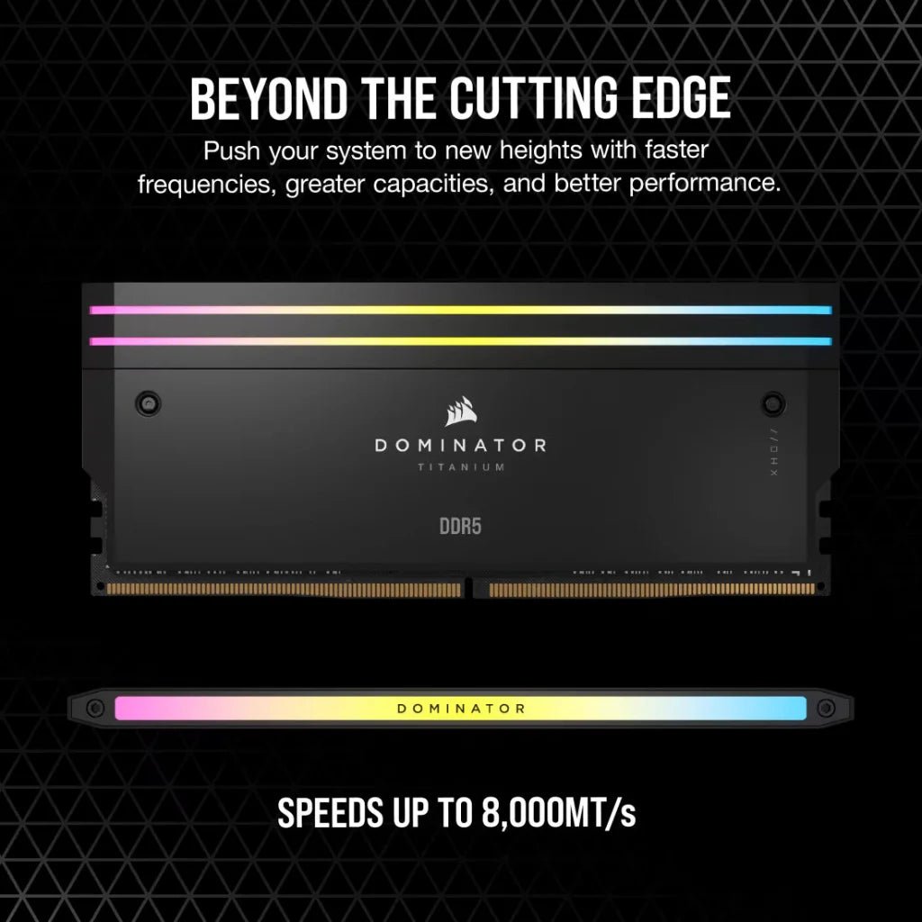 Corsair Dominator Titanium 96GB (2x48GB) DDR5 6000MHz CL30 High-Performance Gaming Desktop Memory Kit - Black