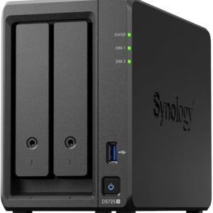 Synology DiskStation DS725+ 2-Bay Network Attached Storage (NAS) with 2.5GbE Connectivity and 4K Video Transcoding Support