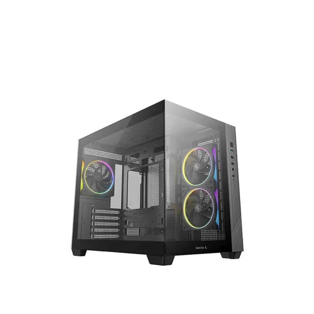 Deepcool CG330 3F Panoramic Dual-Chamber Micro-ATX PC Case with Tempered Glass Panels - Black