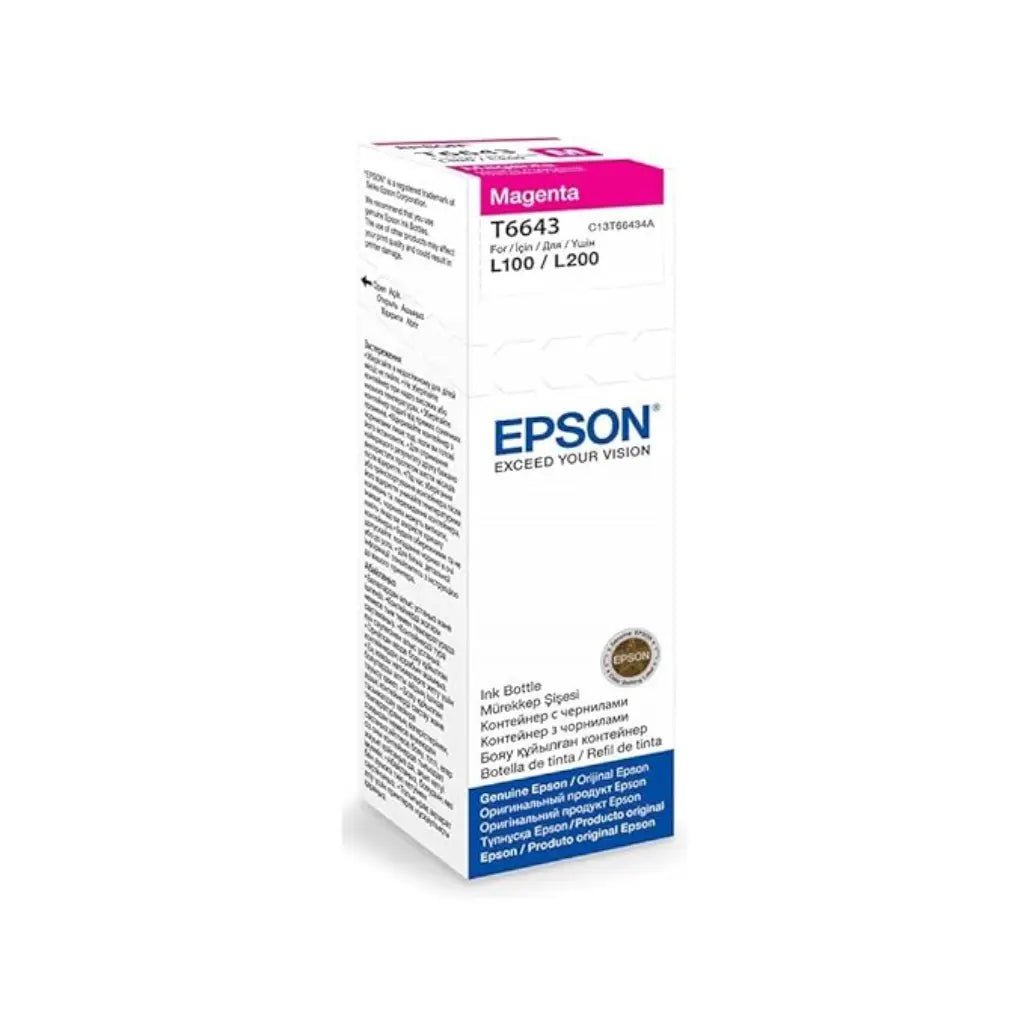 Epson T6643 (C13T664398) Magenta Ink Bottle - 70ml High-Yield Printer Ink