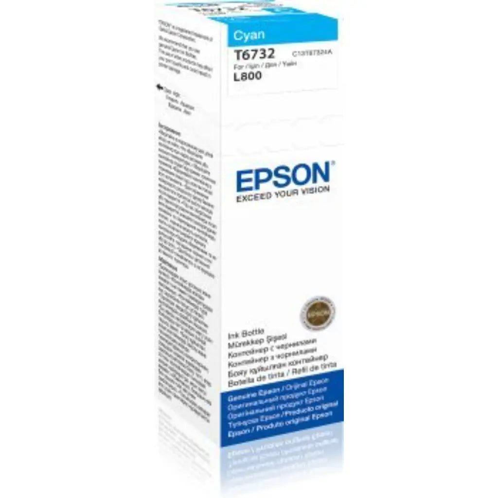 Epson T6732 (C13T673298) Cyan Ink Bottle 70ml - High-Yield Refill for Epson EcoTank Printers