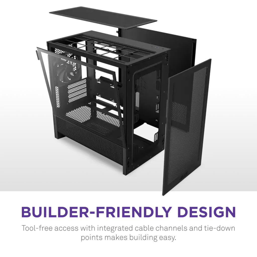 NZXT H3 Flow Compact Tempered Glass Micro-ATX Mid-Tower Airflow PC Case