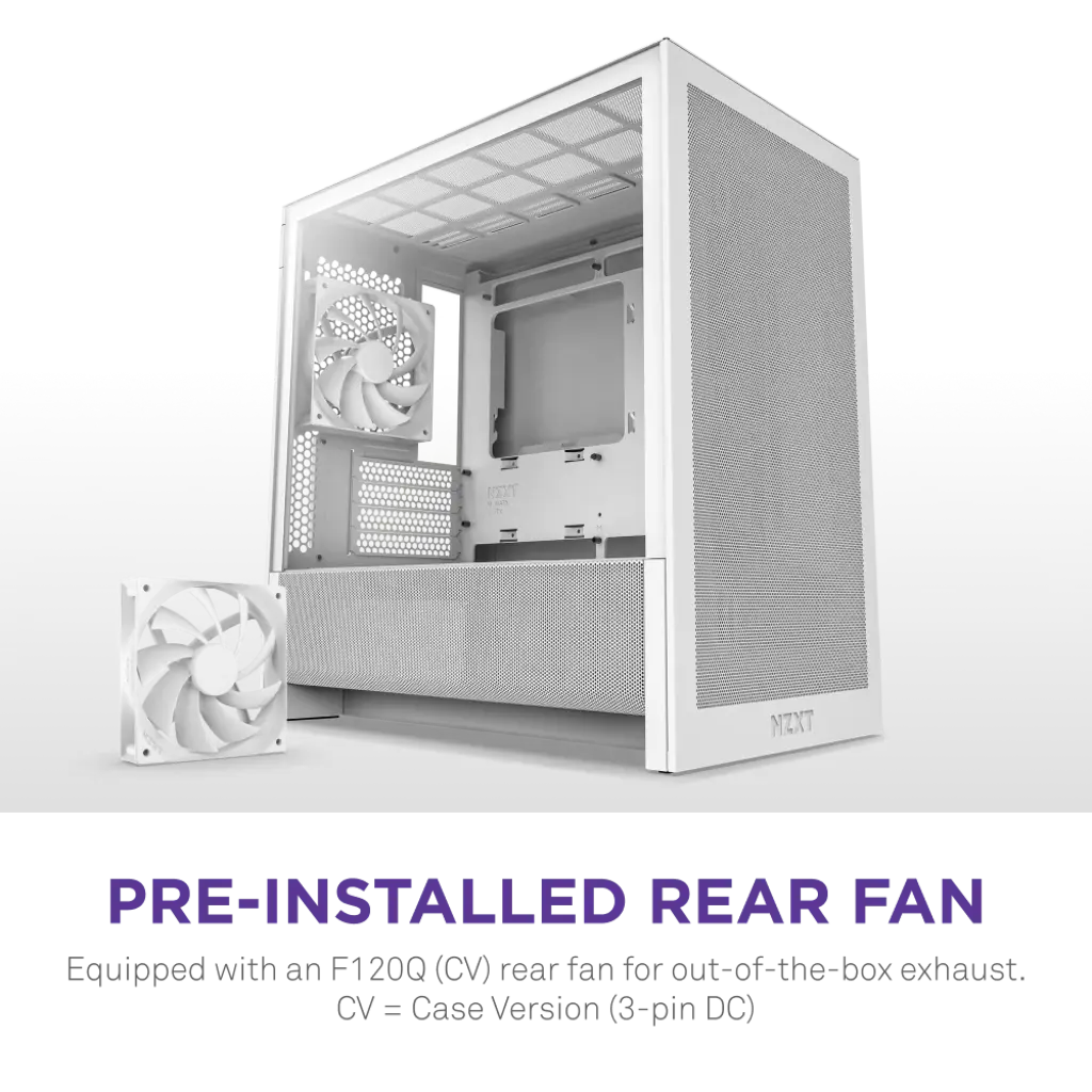 NZXT H3 Flow Tempered Glass Micro-ATX Mid-Tower Airflow PC Case - White