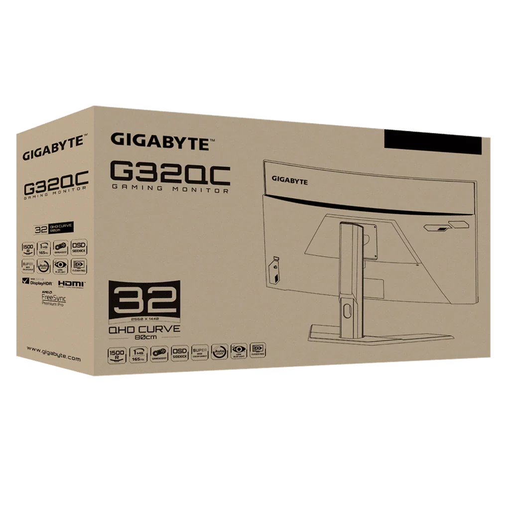 GIGABYTE G32QC 32-Inch QHD 1440p 165Hz Curved Gaming Monitor with HDR