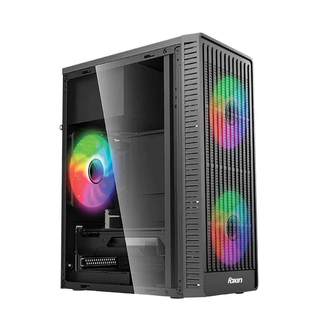 Foxin Nova ATX Mid-Tower Gaming PC Case with Tempered Glass Side Panel