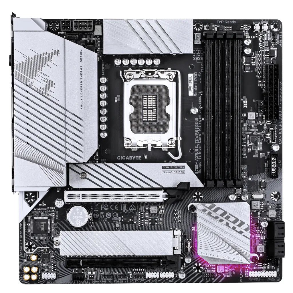 Gigabyte B760M AORUS ELITE WIFI 6E LGA1700 DDR5 Micro-ATX Motherboard with PCIe 5.0 Support