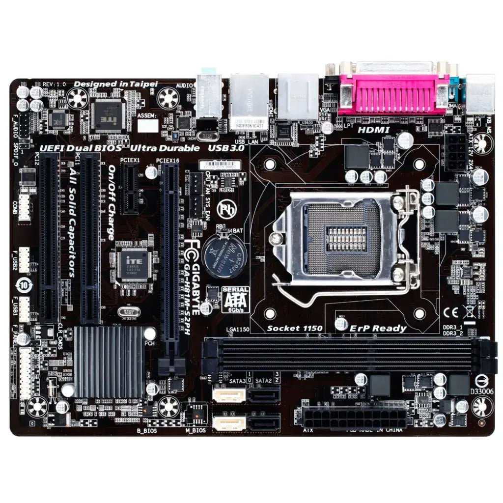 Gigabyte GA-H81M-S2PH Intel H81 LGA1150 Socket DDR3 Micro-ATX Motherboard - High Performance Desktop Mainboard
