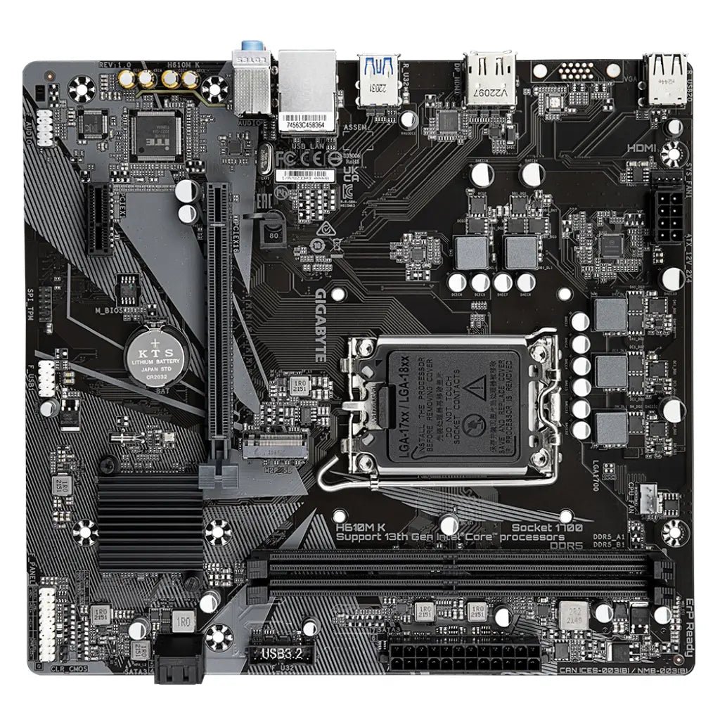 Gigabyte H610M K Intel H610 LGA1700 DDR4 Micro-ATX Motherboard for 12th/13th/14th Gen Intel Core Processors
