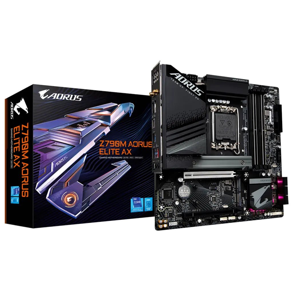 Gigabyte Z790M AORUS ELITE AX Wi-Fi 6E Intel Z790 LGA1700 DDR5 Micro-ATX Gaming Motherboard