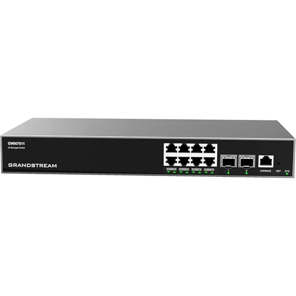 Grandstream GWN7811 8-Port Gigabit Layer 3 Managed Network Switch with 2x 10G SFP+ Uplink Ports - High-Performance Enterprise Networking Solution