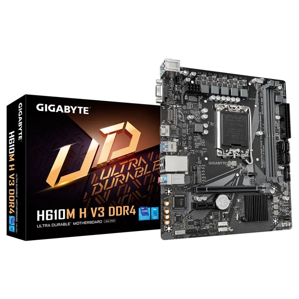 Gigabyte H610M H V3 Intel H610 LGA1700 DDR4 Micro-ATX Motherboard for 12th/13th/14th Gen Intel Core Processors
