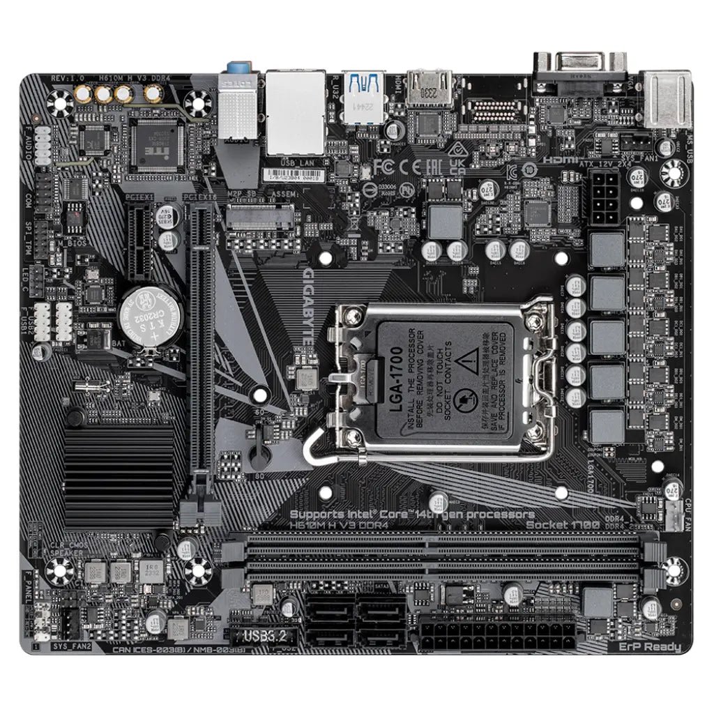 Gigabyte H610M H V3 Intel H610 LGA1700 DDR4 Micro-ATX Motherboard for 12th/13th/14th Gen Intel Core Processors