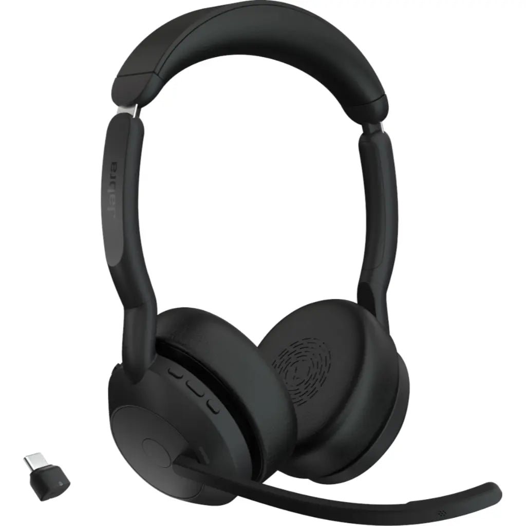 Jabra Evolve2 55 Professional UC Stereo Bluetooth Wireless Headset with Active Noise Cancellation and USB-C Adapter