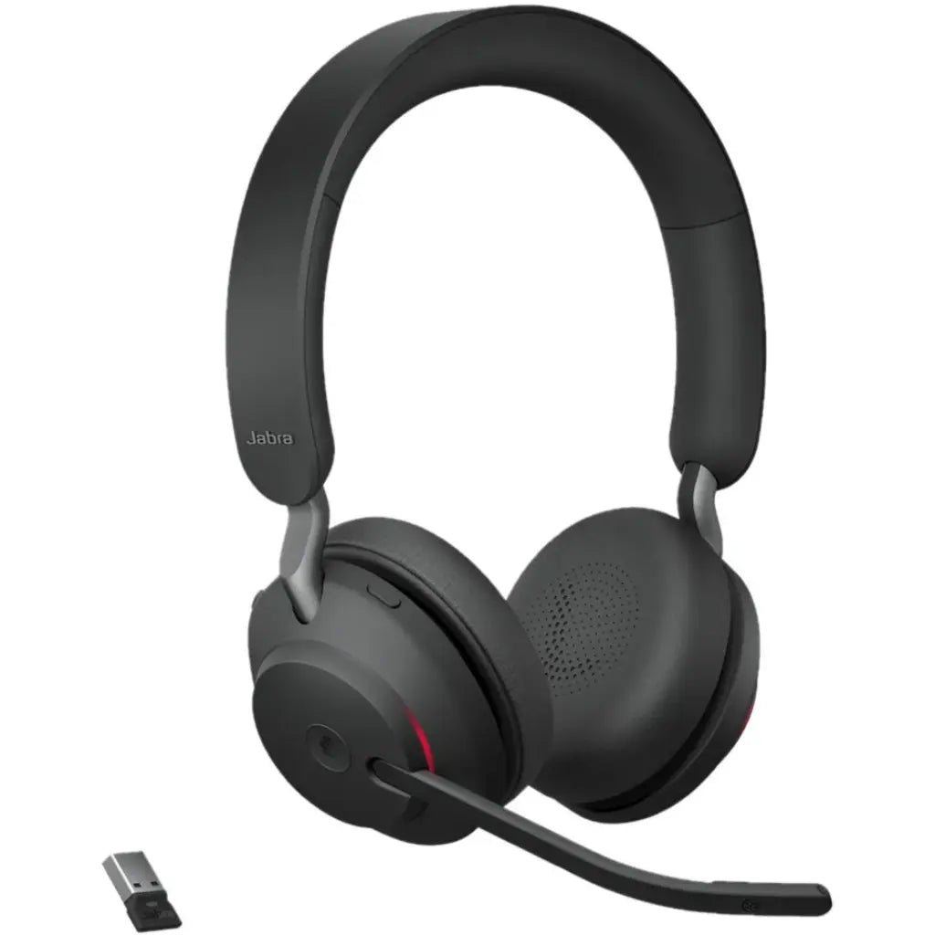 Jabra Evolve2 65 MS Stereo Wireless Bluetooth Headset with USB-A Dongle - Professional Noise-Canceling Office Headphones