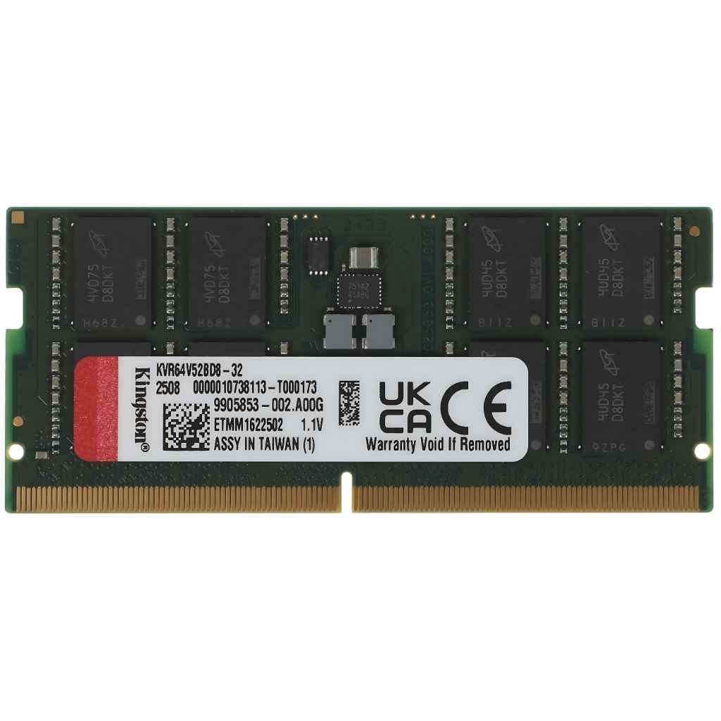 Kingston 32GB DDR5 6400MHz CL52 SODIMM Laptop Memory Module