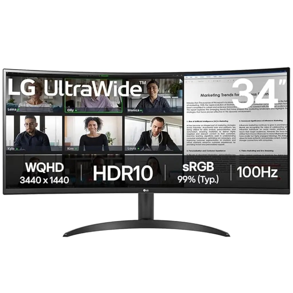 LG 34-inch UltraWide Curved WQHD Monitor (34WR50QK-B) with 100Hz Refresh Rate