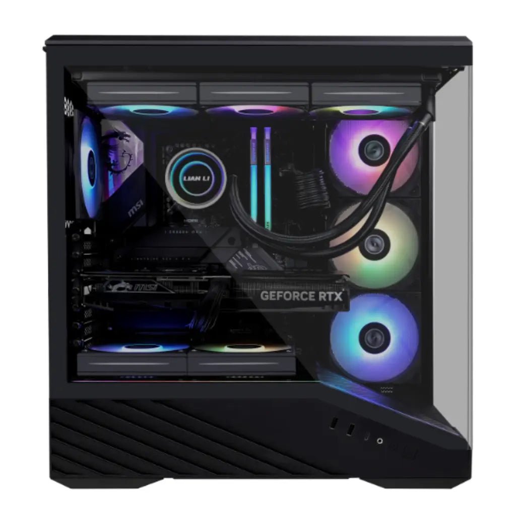Lian Li Vector V100 Mid Tower Dual Tempered Glass PC Case with Back-Connect Support - Black