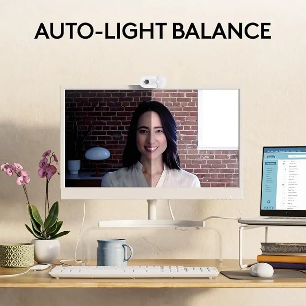 Logitech BRIO 100 Full HD 1080p USB-A Webcam with Integrated Privacy Shutter and Noise-Reducing Microphone - Off White