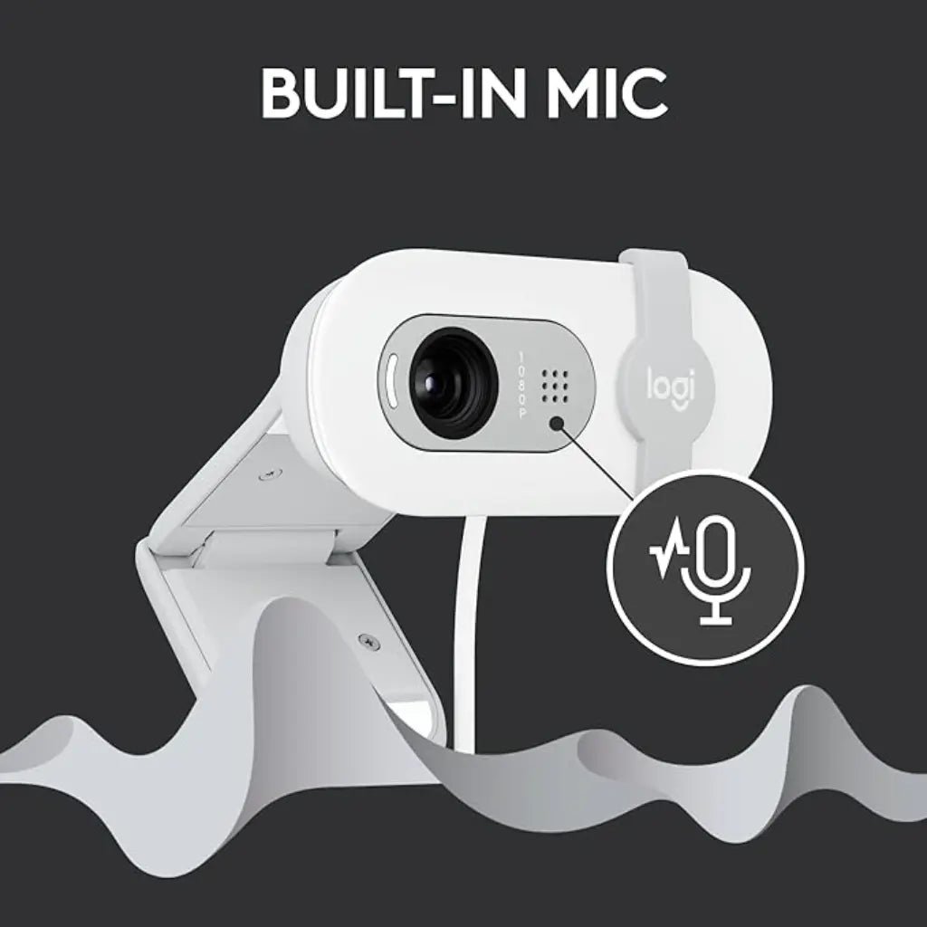 Logitech BRIO 100 Full HD 1080p USB-A Webcam with Integrated Privacy Shutter and Noise-Reducing Microphone - Off White
