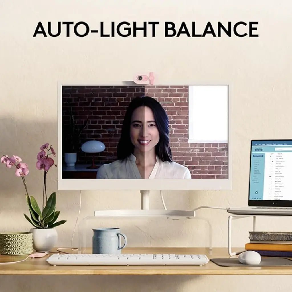 Logitech BRIO 100 Full HD 1080p USB-A Webcam with Integrated Privacy Shutter and Noise-Reducing Microphone - Rose