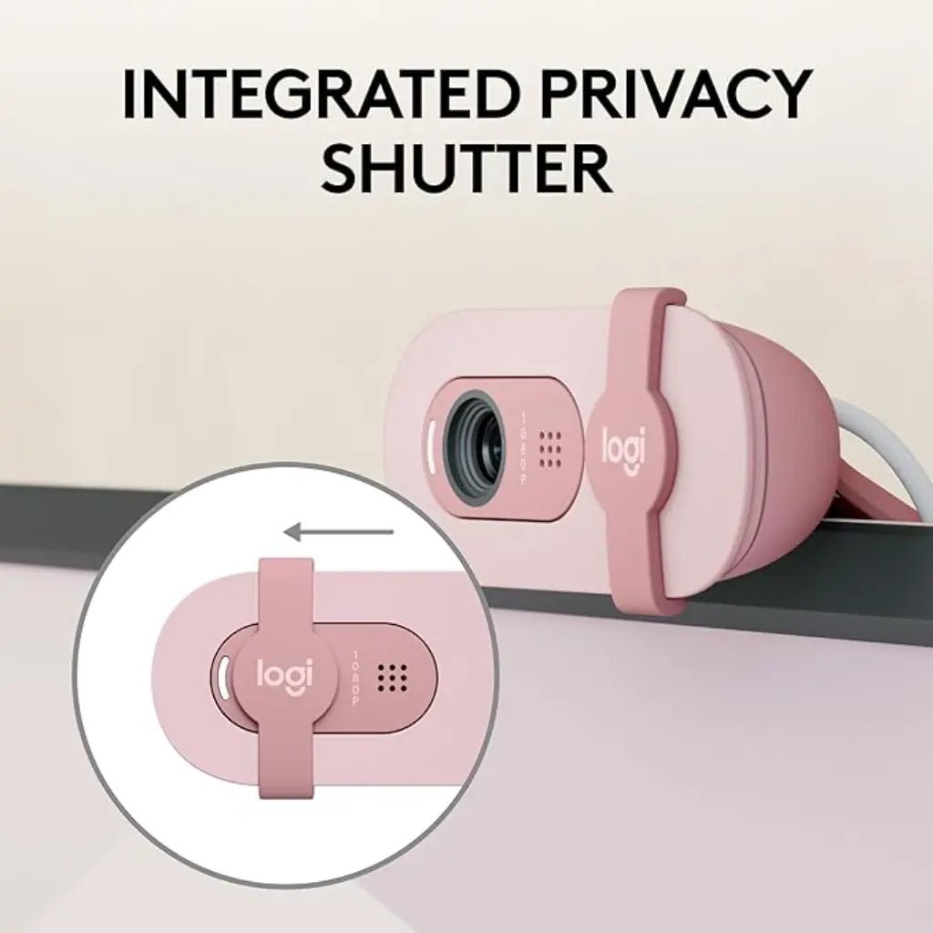 Logitech BRIO 100 Full HD 1080p USB-A Webcam with Integrated Privacy Shutter and Noise-Reducing Microphone - Rose