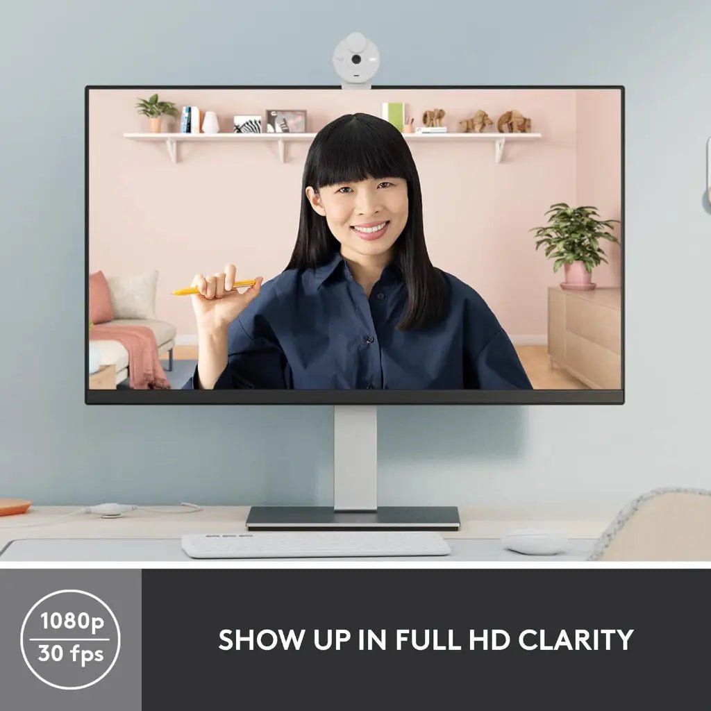 Logitech Brio 300 1080p Full HD Webcam with Noise-Reducing Microphone - Off White