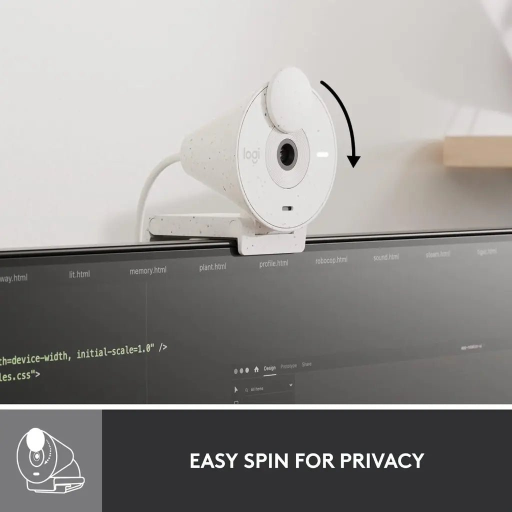 Logitech Brio 300 1080p Full HD Webcam with Noise-Reducing Microphone - Off White