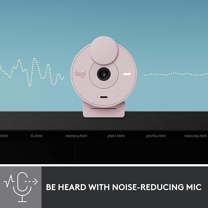Logitech Brio 300 1080p Full HD Webcam with Noise-Reducing Microphone - Rose