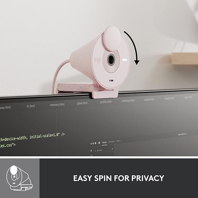 Logitech Brio 300 1080p Full HD Webcam with Noise-Reducing Microphone - Rose
