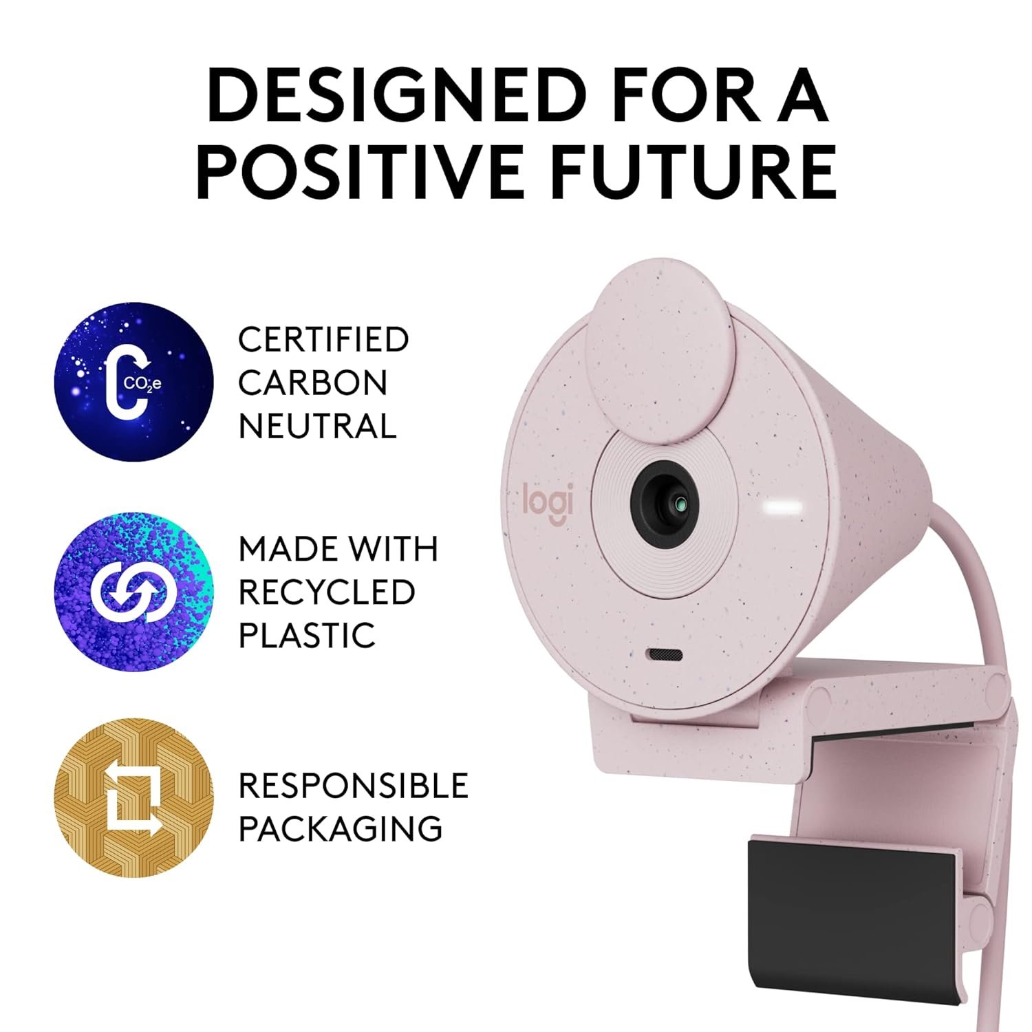 Logitech Brio 300 1080p Full HD Webcam with Noise-Reducing Microphone - Rose