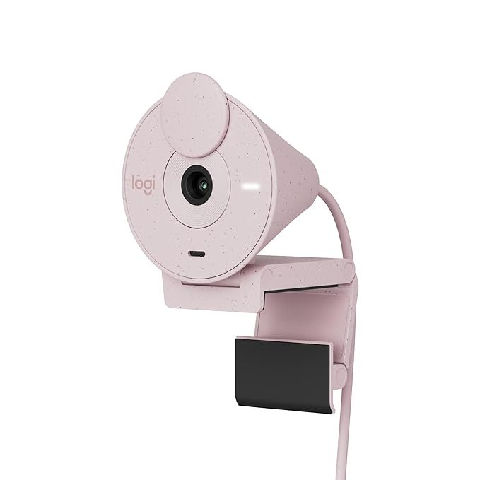 Logitech Brio 300 1080p Full HD Webcam with Noise-Reducing Microphone - Rose