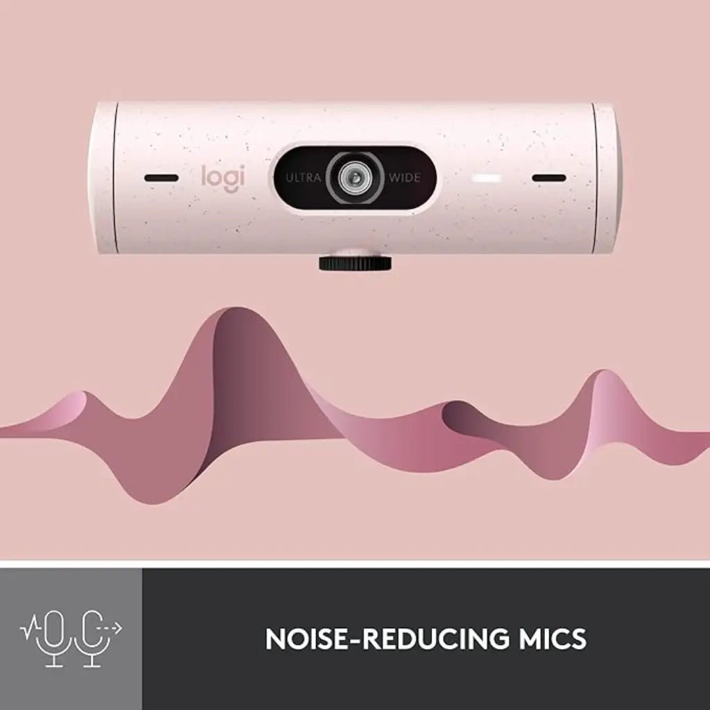 Logitech Brio 500 Full HD 1080p Webcam with Noise-Reducing Microphones - Rose Pink