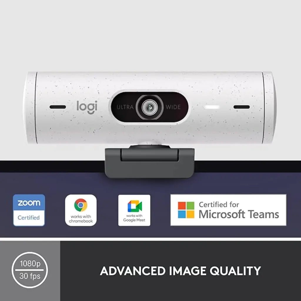 Logitech Brio 500 Full HD 1080p Webcam with Noise-Reducing Microphones and Privacy Shutter - Off White