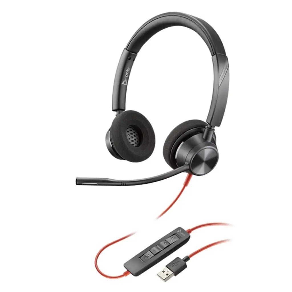 Poly Blackwire 3320-M USB-A Wired On-Ear Stereo Headset with Noise-Cancelling Microphone for Unified Communications