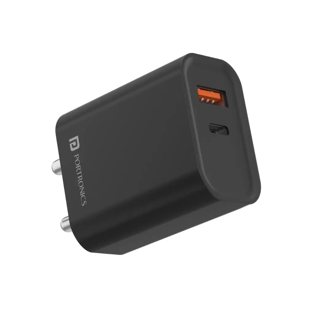 Portronics Adapto 45 (POR 1445) 20W Dual Port Fast Charger with USB-C and USB-A Output