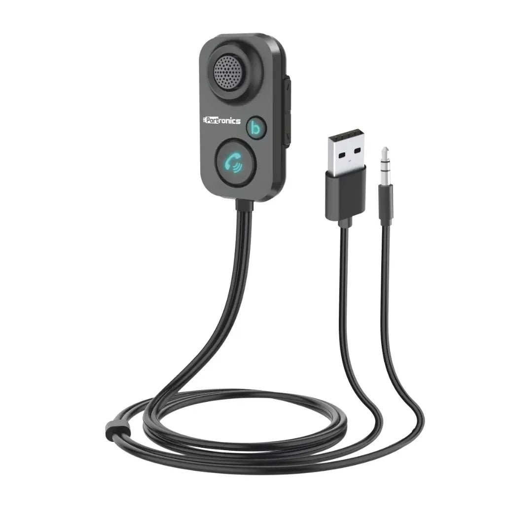 Portronics Auto 12 POR 1195 In-Car Bluetooth 5.1 Receiver with Hands-Free Calling and Noise Cancellation
