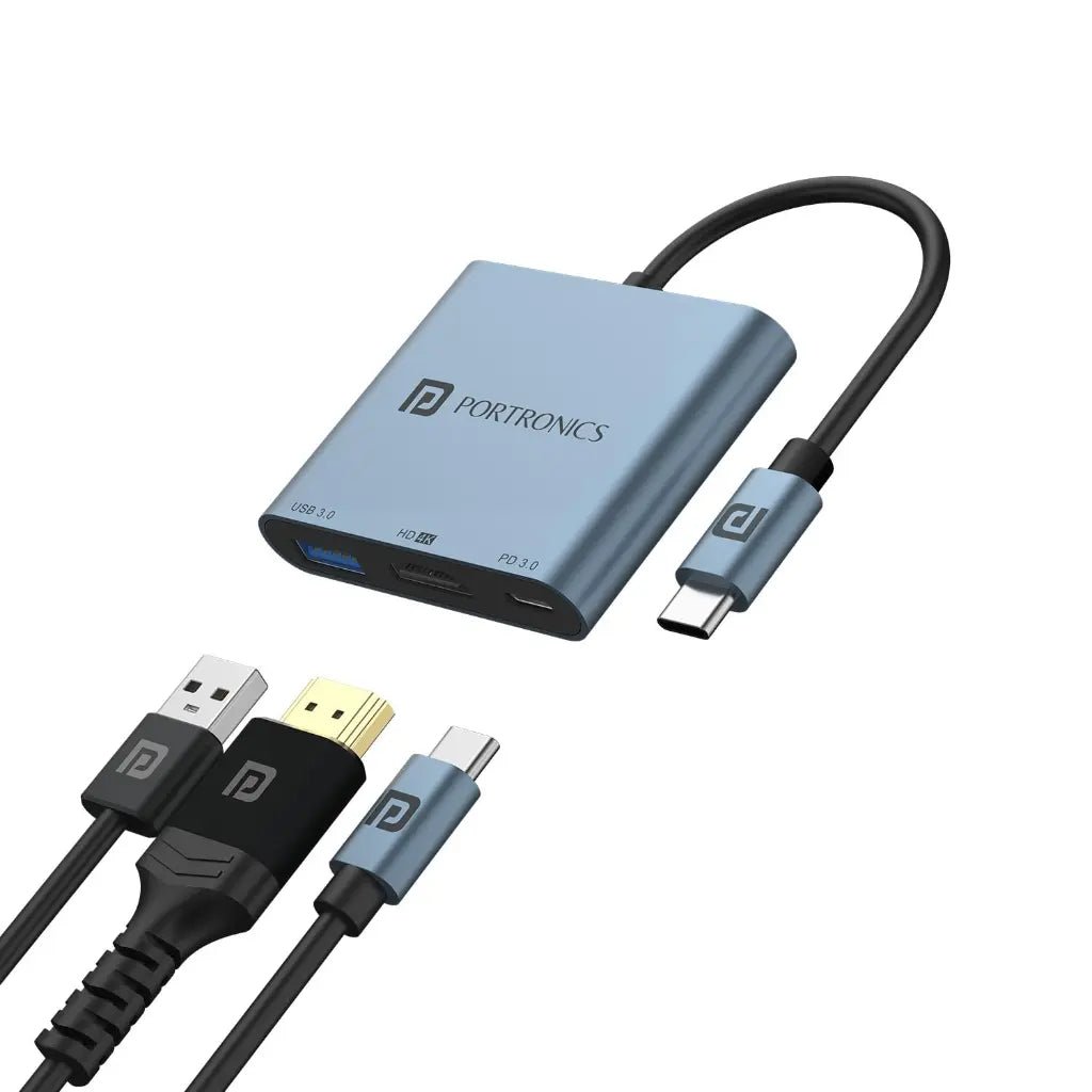 Portronics C Konnect Plus POR 2187 3-in-1 USB-C Hub with 4K HDMI and USB 3.0 Port