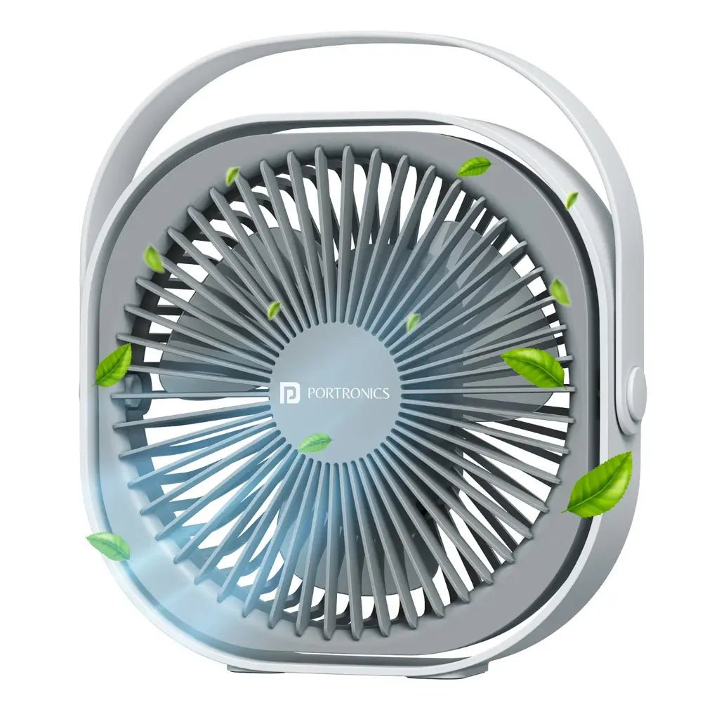 Portronics CoolCube POR 3051 Portable Rechargeable Desktop Fan with 2400mAh Battery - Compact Cooling Solution