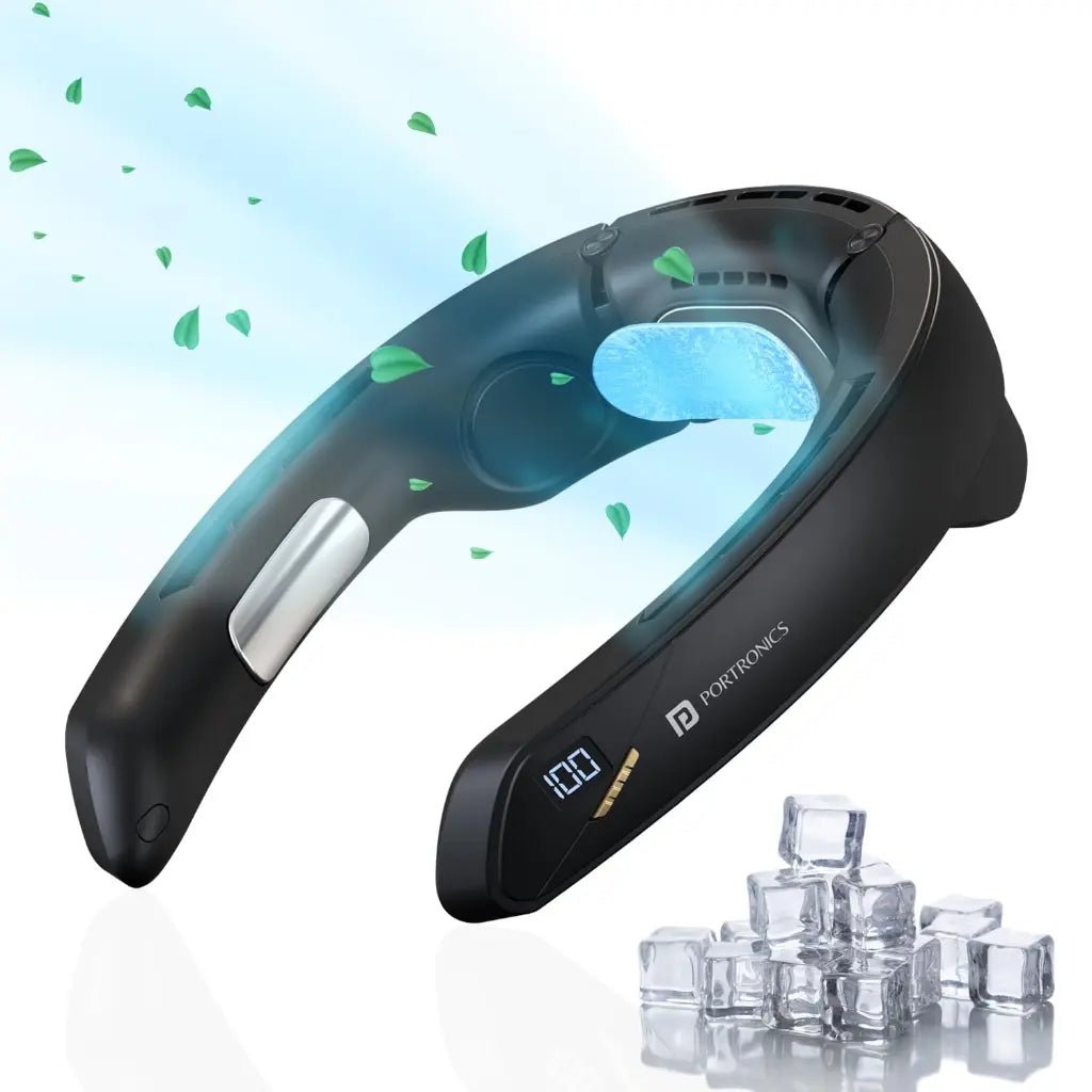 Portronics Cool Aid POR 2680 Portable Hands-Free Neckband Cooling Fan with 360-Degree Adjustable Airflow