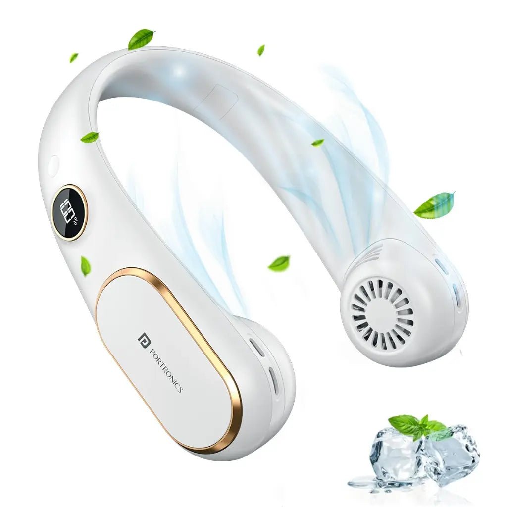 Portronics GoBreeze POR 2048 Rechargeable Portable Bladeless Neck Fan with 360-Degree Surround Airflow