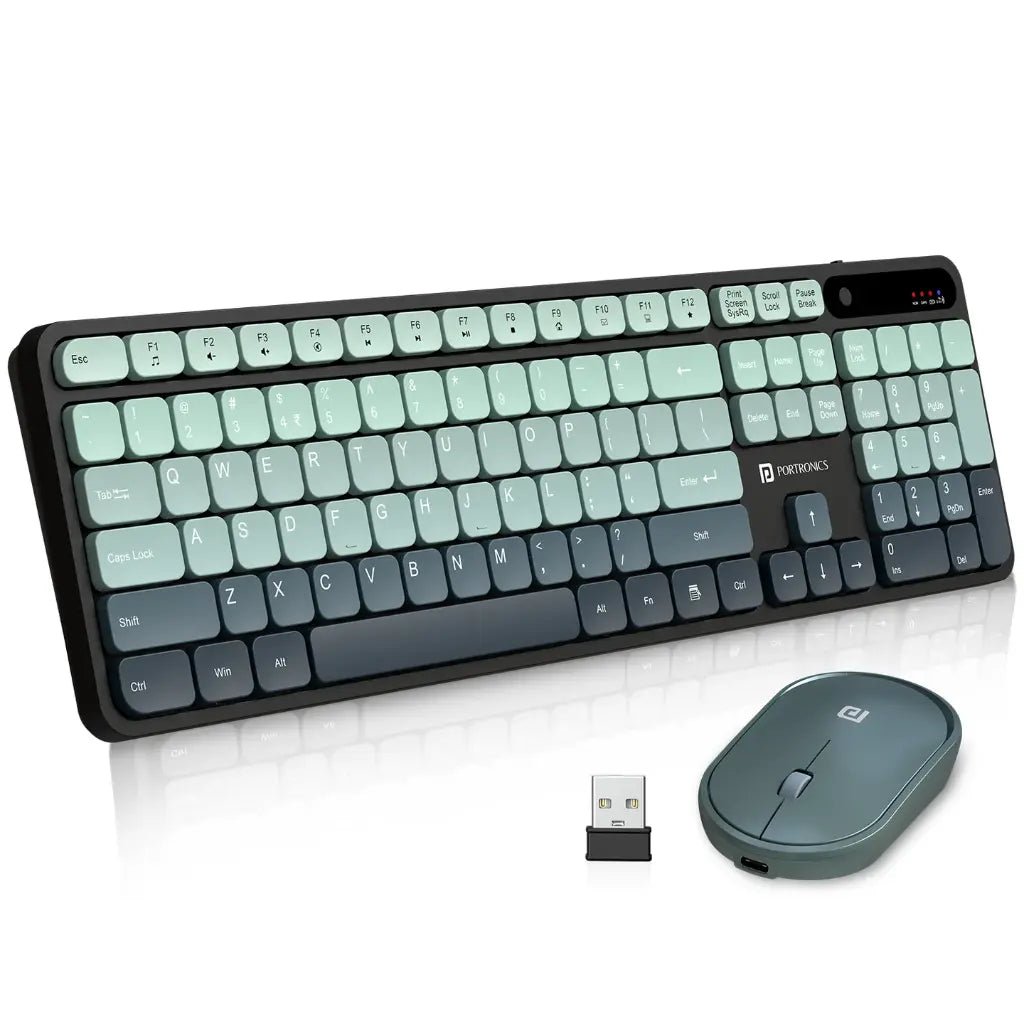 Portronics Key11 Wireless Keyboard and Mouse Combo - Ergonomic Grey Design