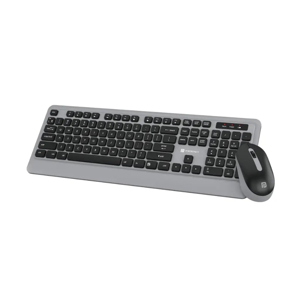 Portronics Key5 Combo POR 1569 Wireless Keyboard and Mouse Set - Ergonomic Grey Design