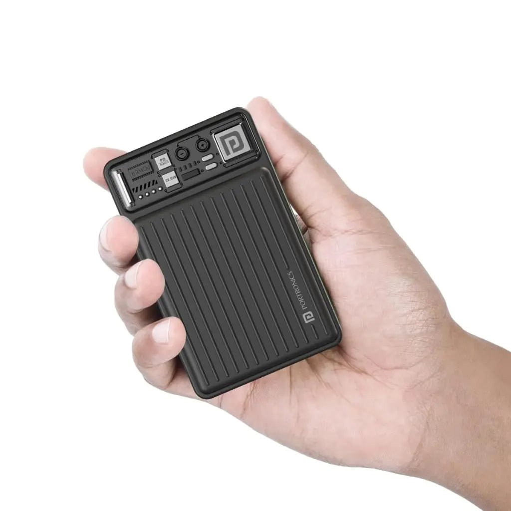 Portronics Luxcell Mini 10K 10000mAh Portable Power Bank with 22.5W Fast Charging Capability - Black